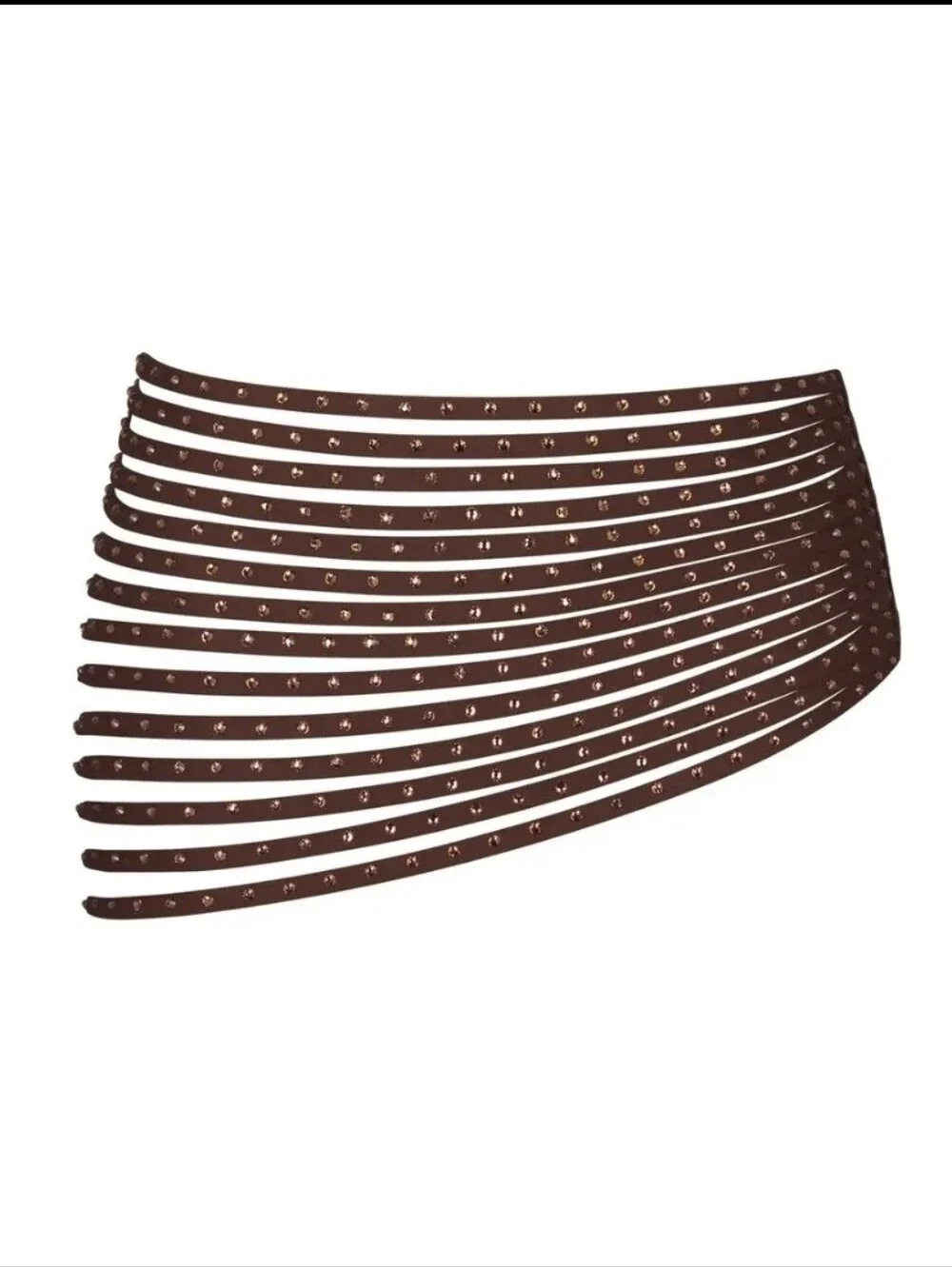 Skims Rhinestone Swim Strappy Skirt CU-SKT-3186 Cocoa Size Large New Defect